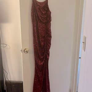 Formal spaghetti strapped dress with split in front. worn once for pictures.